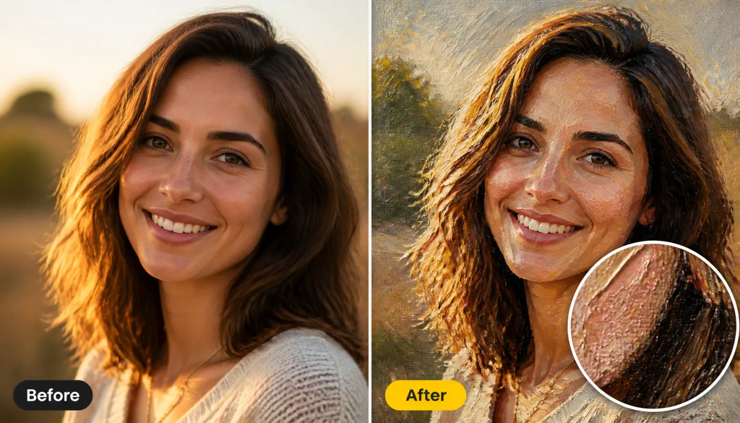Hero 1 Before After Portrait Photo Repainted As Oil Painting