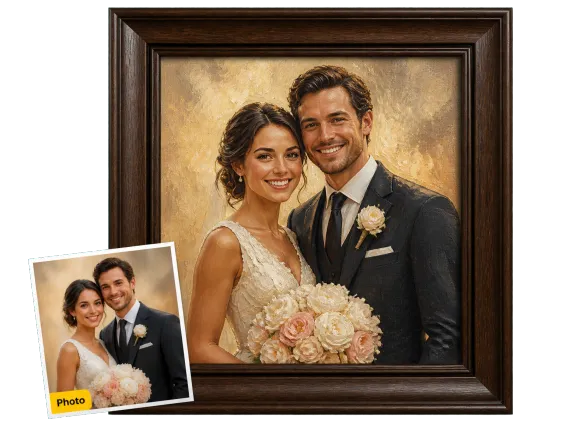 Usecase 1 Wedding Photo Painted And Framed As Canvas Wall Art