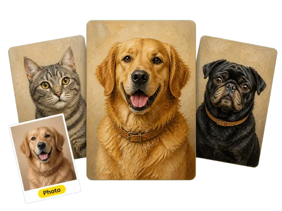 Usecase 2 Three Painted Pet Portraits From Phone Photos