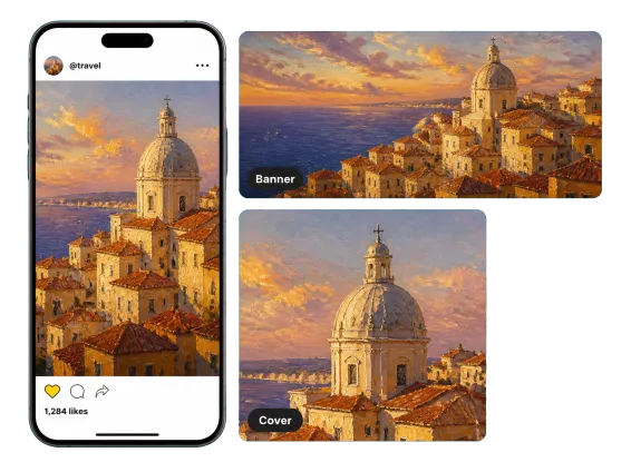Usecase 3 Painted Travel Shot Posted As Social Post Banner And Cover