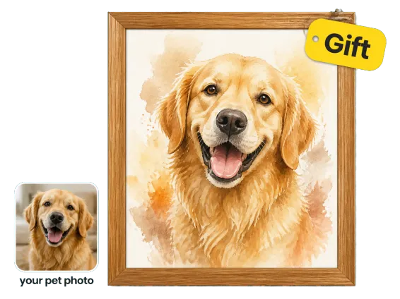 Usecase 2 Pet Photo To Watercolor Framed Print