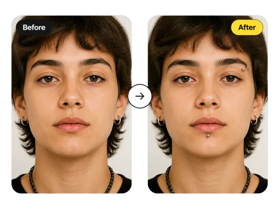 Usecase 3 Before After Lip Labret And Eyebrow Ring