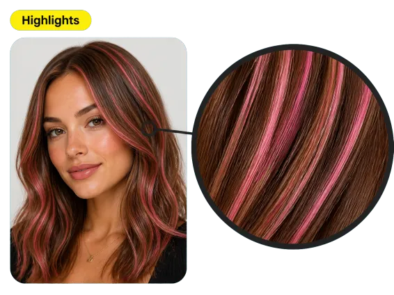 Usecase 3 Woman Brown Hair With Pink Highlights Loupe