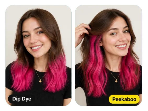 Usecase 4 Pink Dip Dye And Peekaboo Two Looks