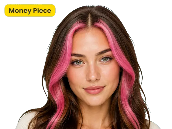 Usecase 5 Woman Pink Money Piece Face Framing Strands