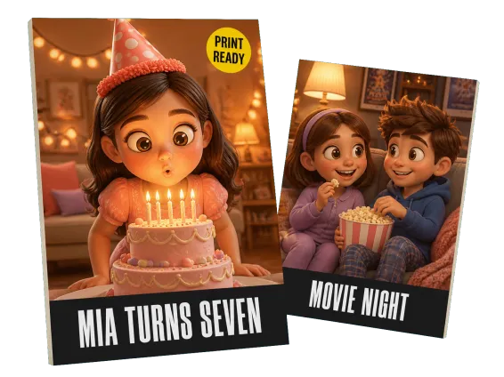 Usecase 1 Pixar Style Birthday Movie Poster Print
