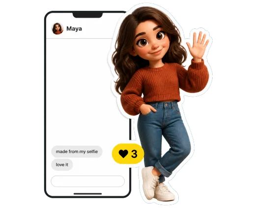Usecase 2 Pixar Avatar Sticker In Phone Chat