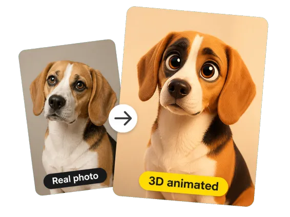 Usecase 3 Dog Photo Before After Pixar 3d Character