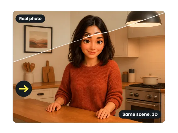 Why Choose 1 Kitchen Scene Half Photo Half Pixar 3d