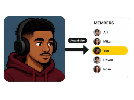 Usecase 1 Pixel Avatar Stays Readable At Small Size In Chat