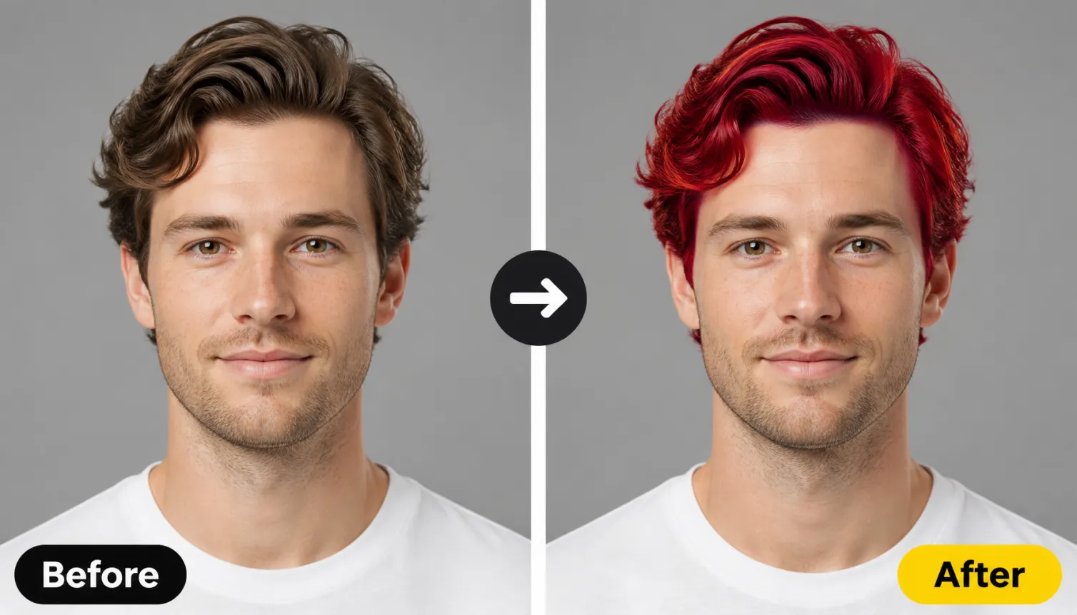 Hero 1 Before After Man Mid Brown Hair To Vivid Cherry Red
