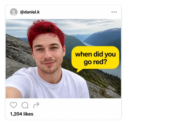Usecase 2 Red Hair Selfie In A Social Post Card