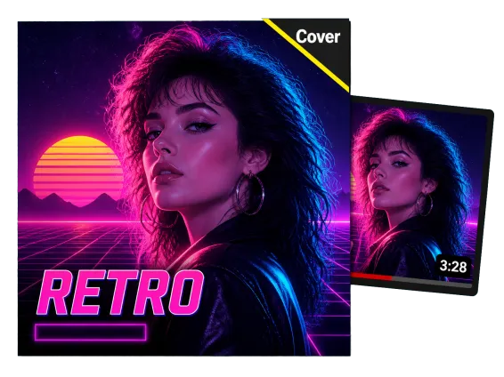 Usecase 3 Synthwave Retro Portrait Single Cover Mockup