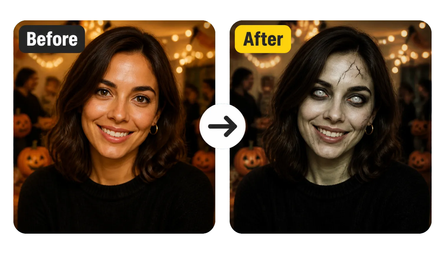 Hero 1 Before After Selfie To Gentle Zombie Filter